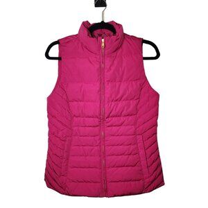 Talbots Womens Quilted Down Puffer Vest Fuschia Pink Size S